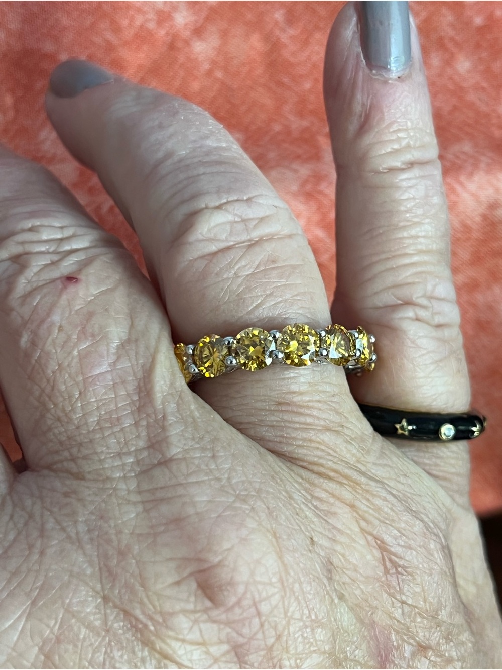 Sparkling Yellow Moissanite Eternity Ring - over 7ctw - Sz9 Yellow Ring only.